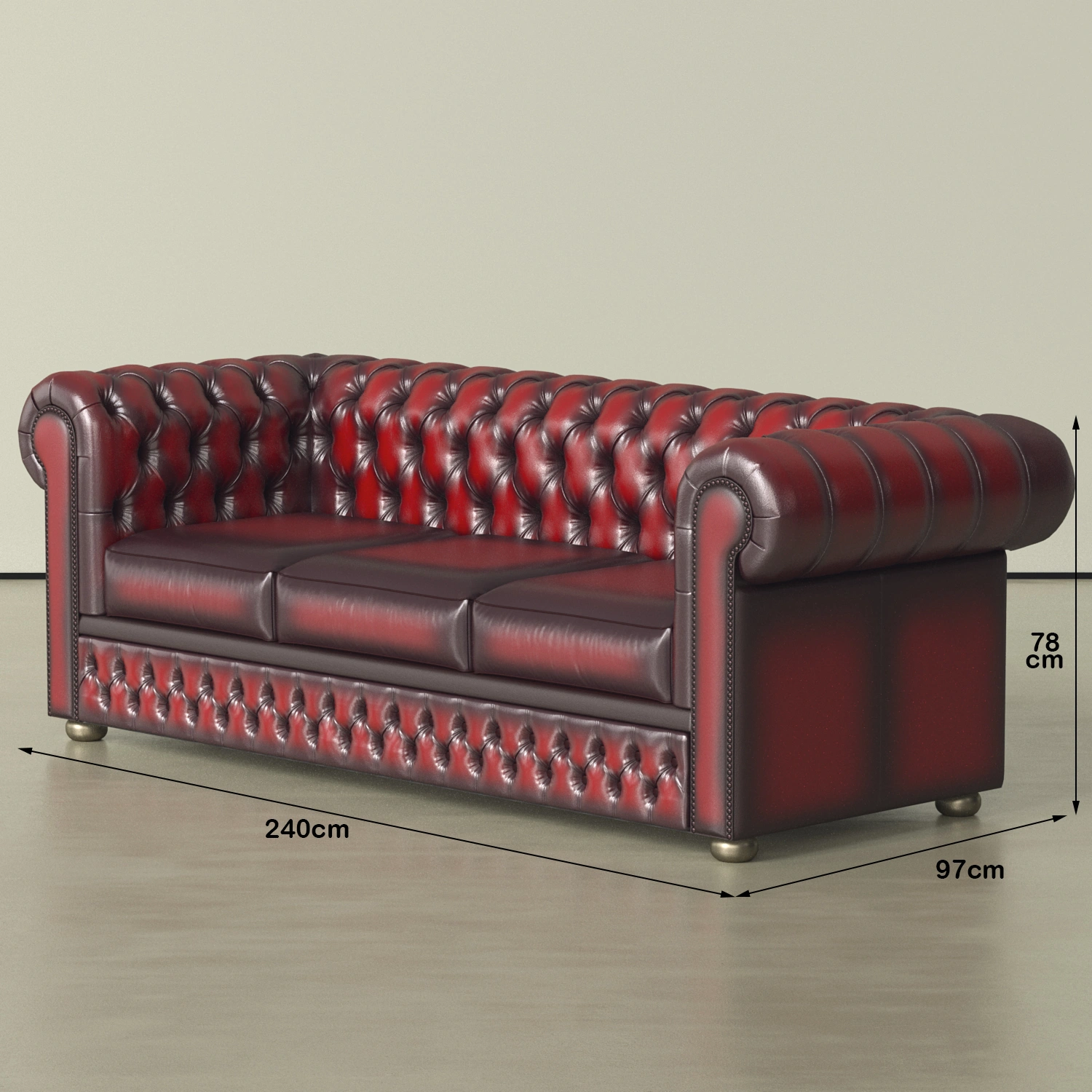 Obie Ike - Luxury 3 Seater Leather Sofa