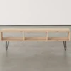open-storage wooden desk with metal leg frames - 3
