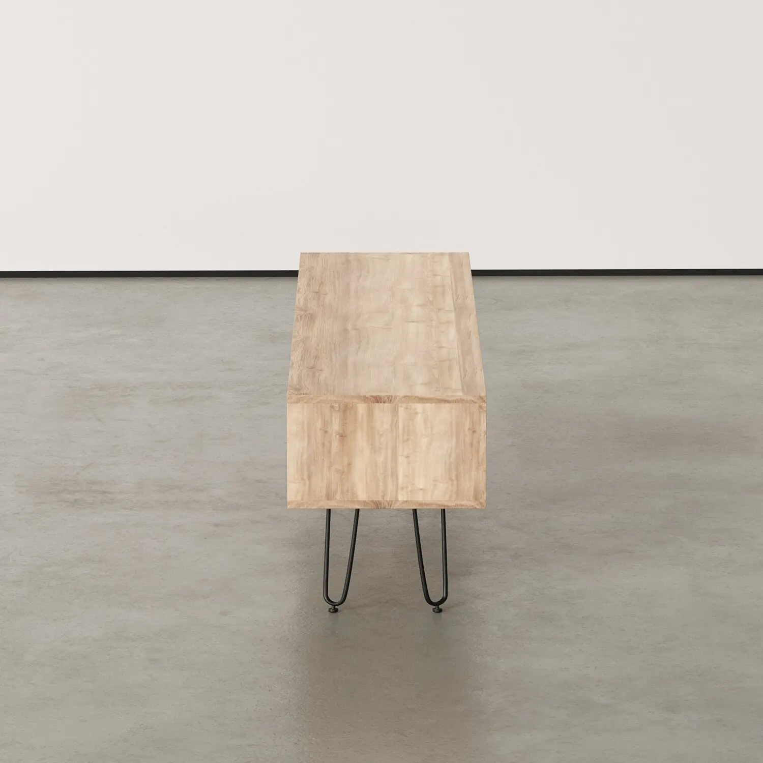 open-storage wooden desk with metal leg frames - 3